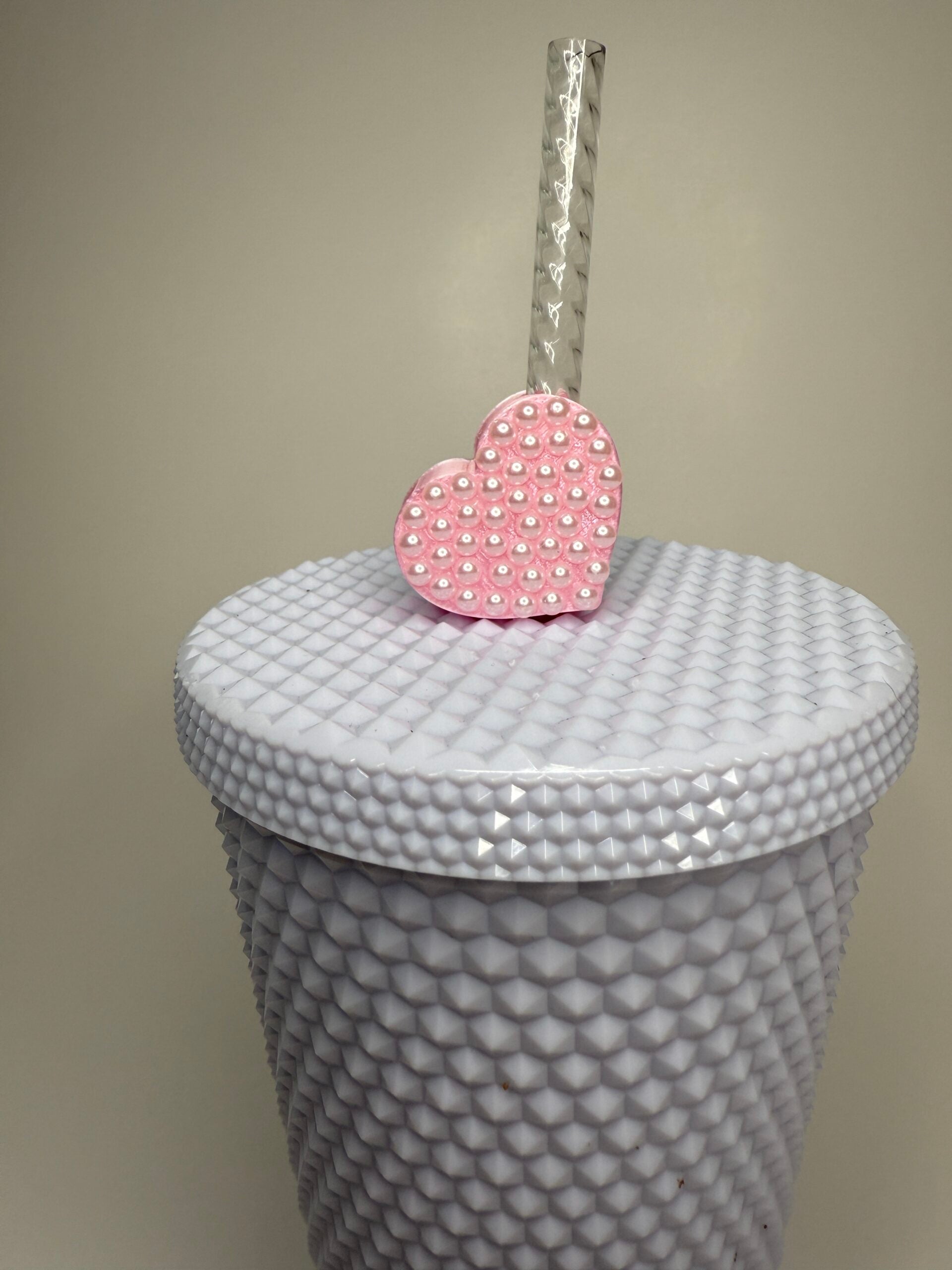 Pearl Heart Shaped Straw Charm image 1