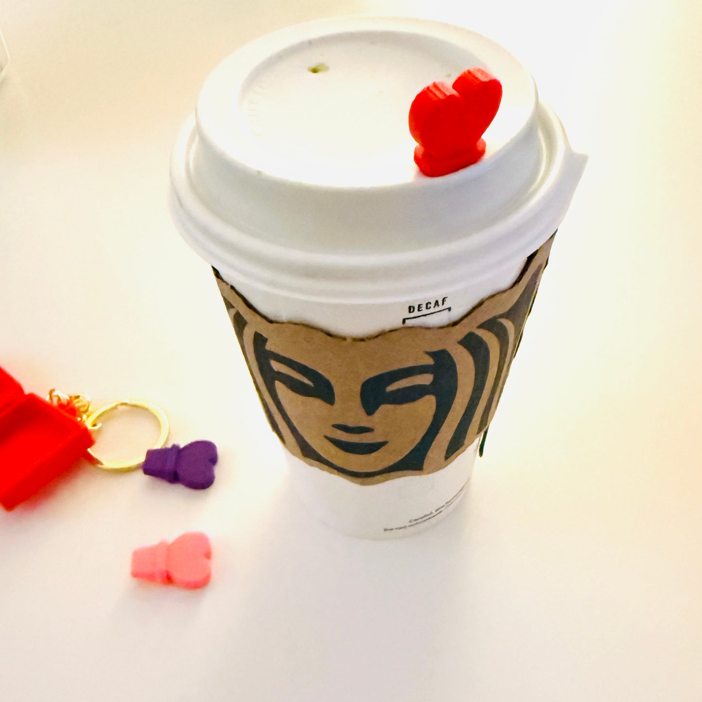 Valentines Reusable Coffee Cup Stopper Keychain Bundle Choice of 2 Stoppers image 3