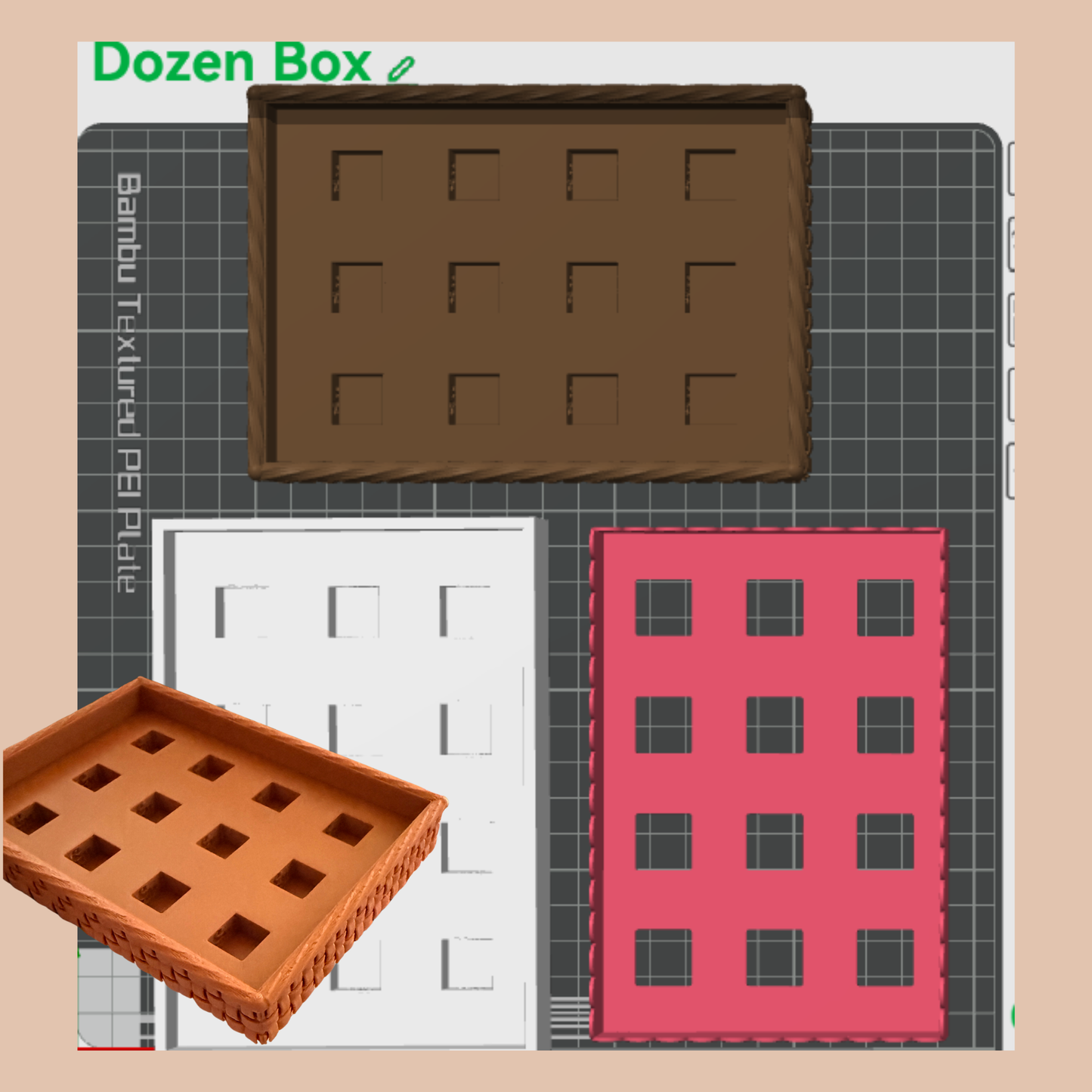 Pan Dulce Dozen Box Expansion | Box & Trays Only | 3D Print File