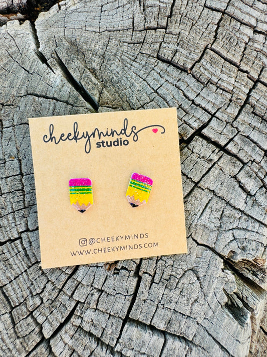 Ticonderoga Inspired Pencil Teacher Earrings image 0