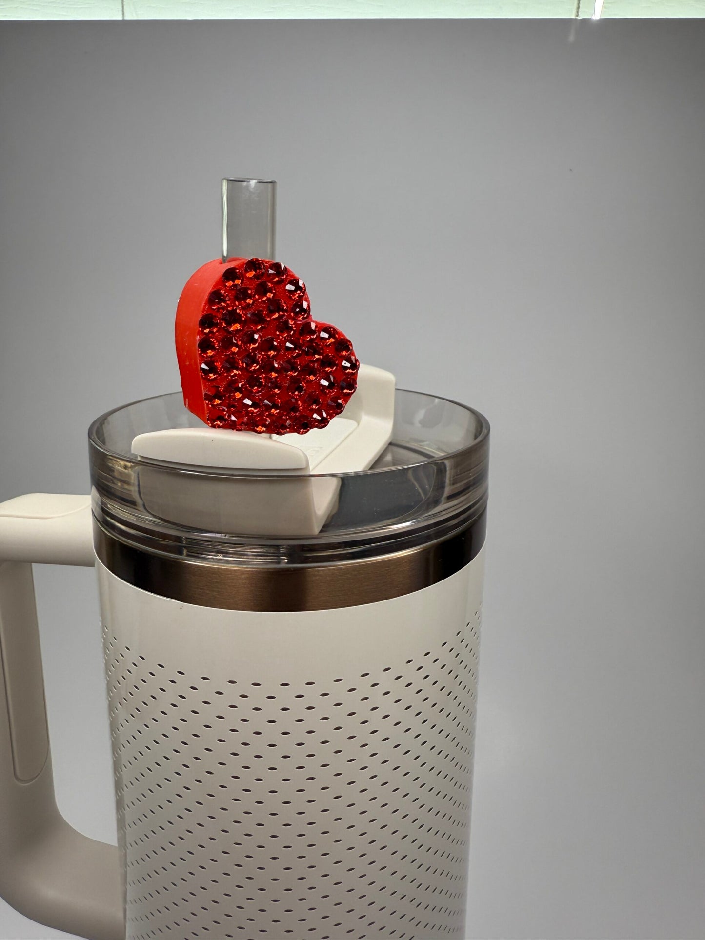 Heart Shaped Rhinestone Straw Charm image 2