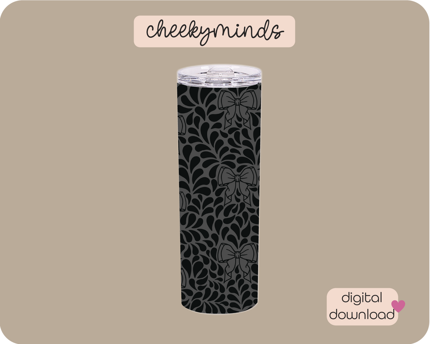 Talavera Bows Black 20oz Skinny Straight Tumbler Wrap