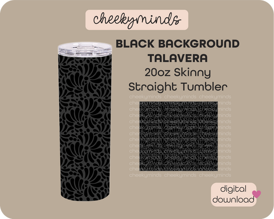 Talavera Black and Gray 20oz Skinny Straight Tumbler Wrap