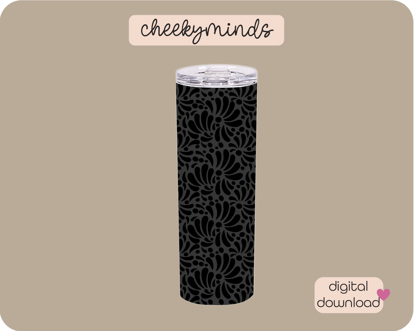 Talavera Black and Gray 20oz Skinny Straight Tumbler Wrap