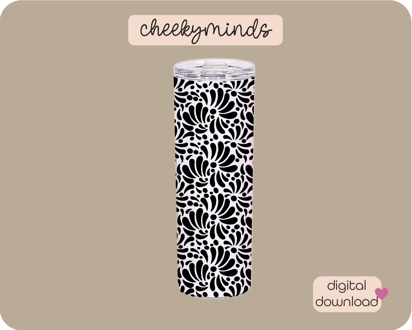 Talavera Black 20oz Skinny Straight Tumbler Wrap