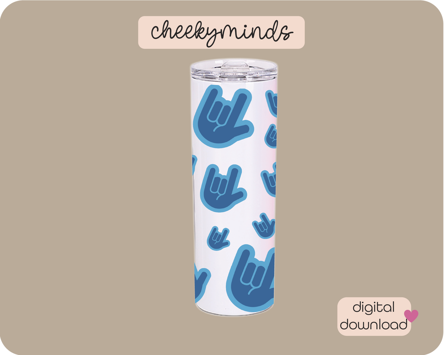 Blue ILU ASL 20oz Skinny Straight Tumbler Wrap