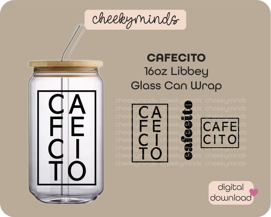 Cafecito 16oz Libbey Glass Can Wrap