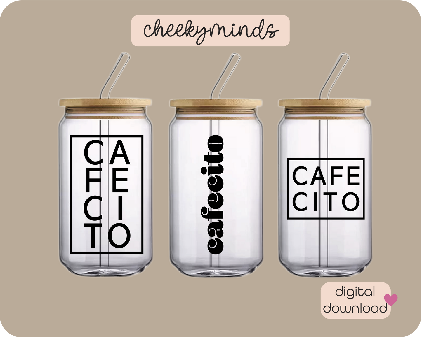 Cafecito 16oz Libbey Glass Can Wrap
