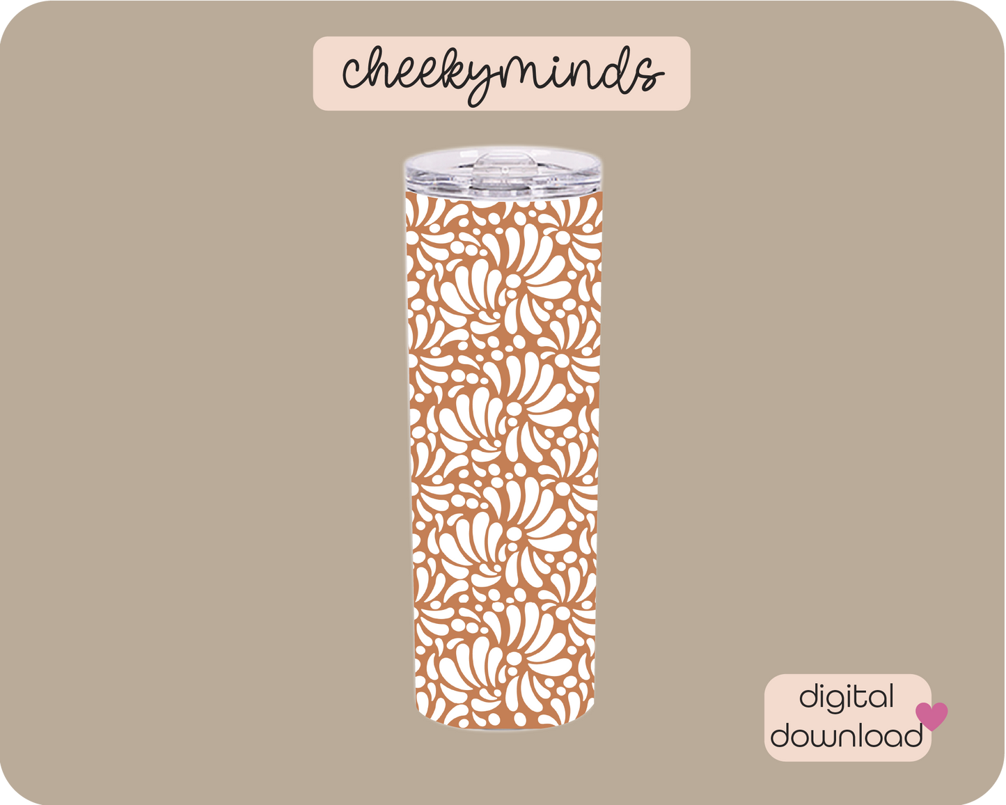 Talavera Clay & White 20oz Skinny Straight Tumbler Wrap