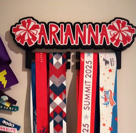 Cheerleader Custom Medal Holder – Personalized Nameplate Wall Display