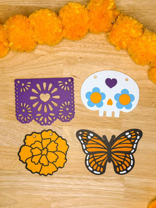 Día de los Muertos Garland | Papel Picado, Monarch Butterfly, Sugar Skull & Marigold Banner