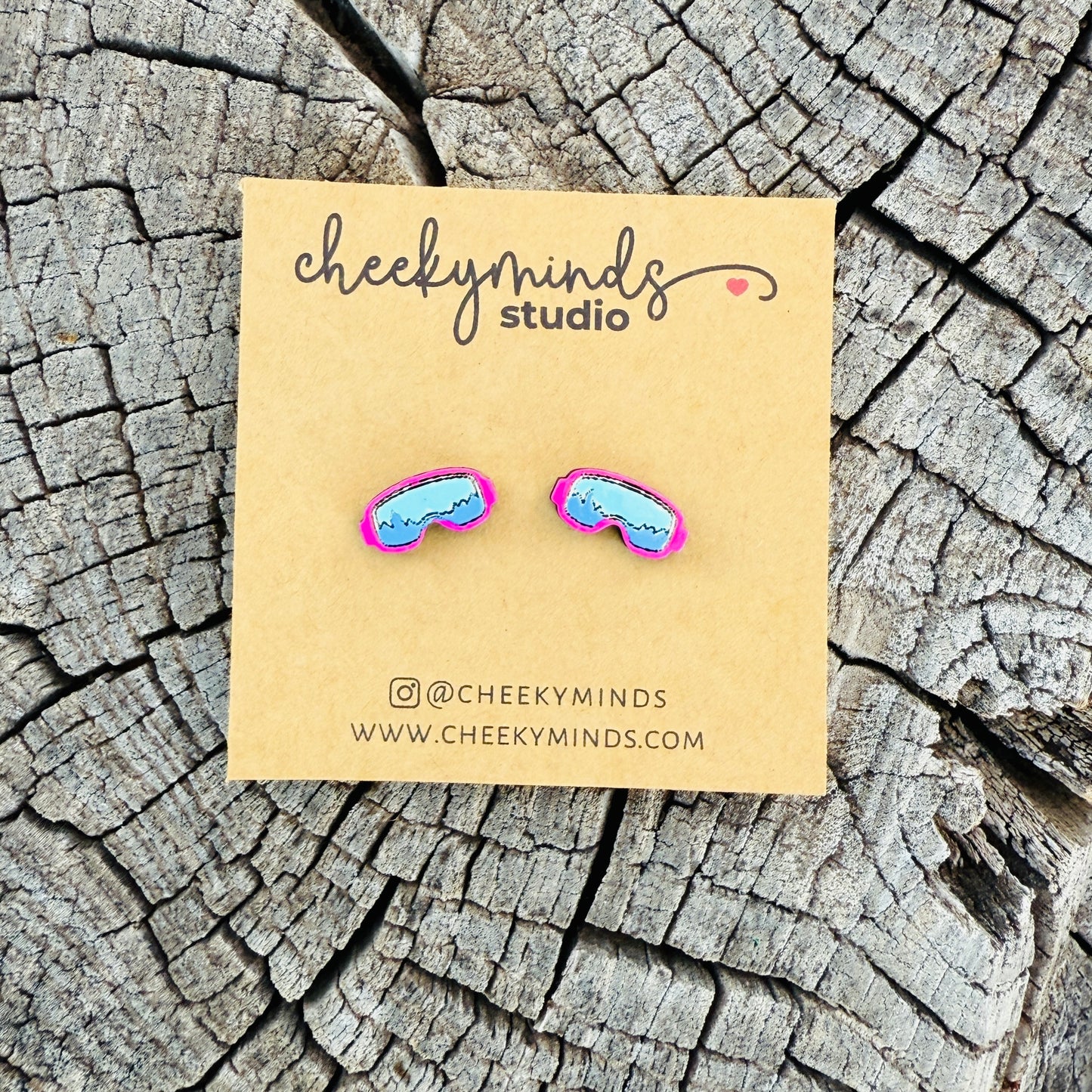Ski Goggle Earrings - Pink