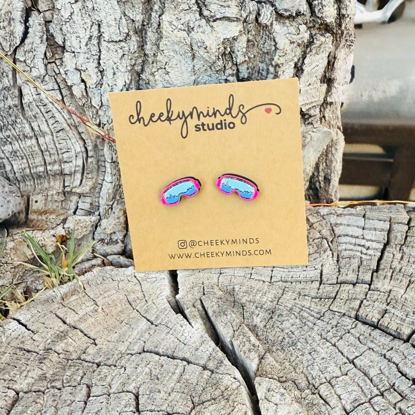 Ski Goggle Earrings - Pink