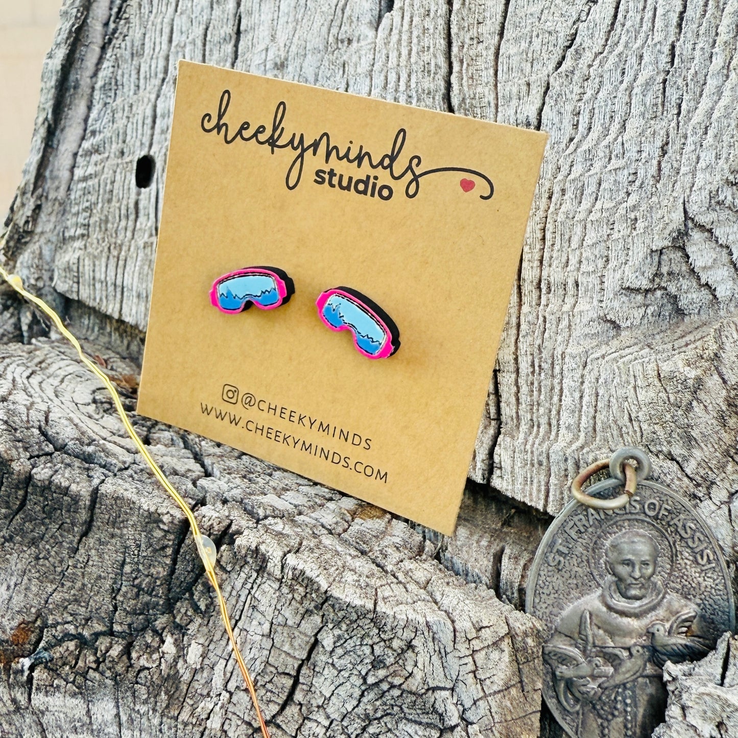 Ski Goggle Earrings - Pink