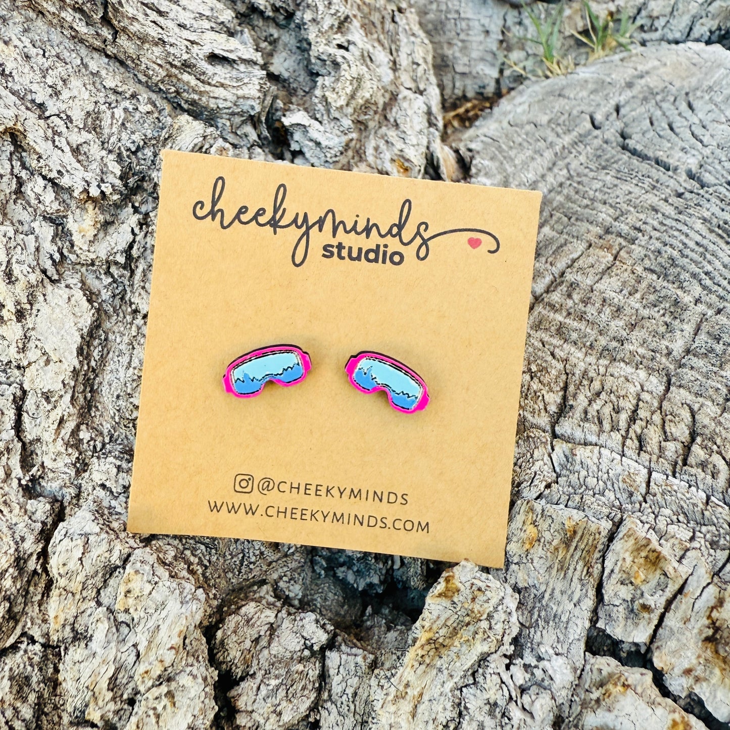 Ski Goggle Earrings - Pink