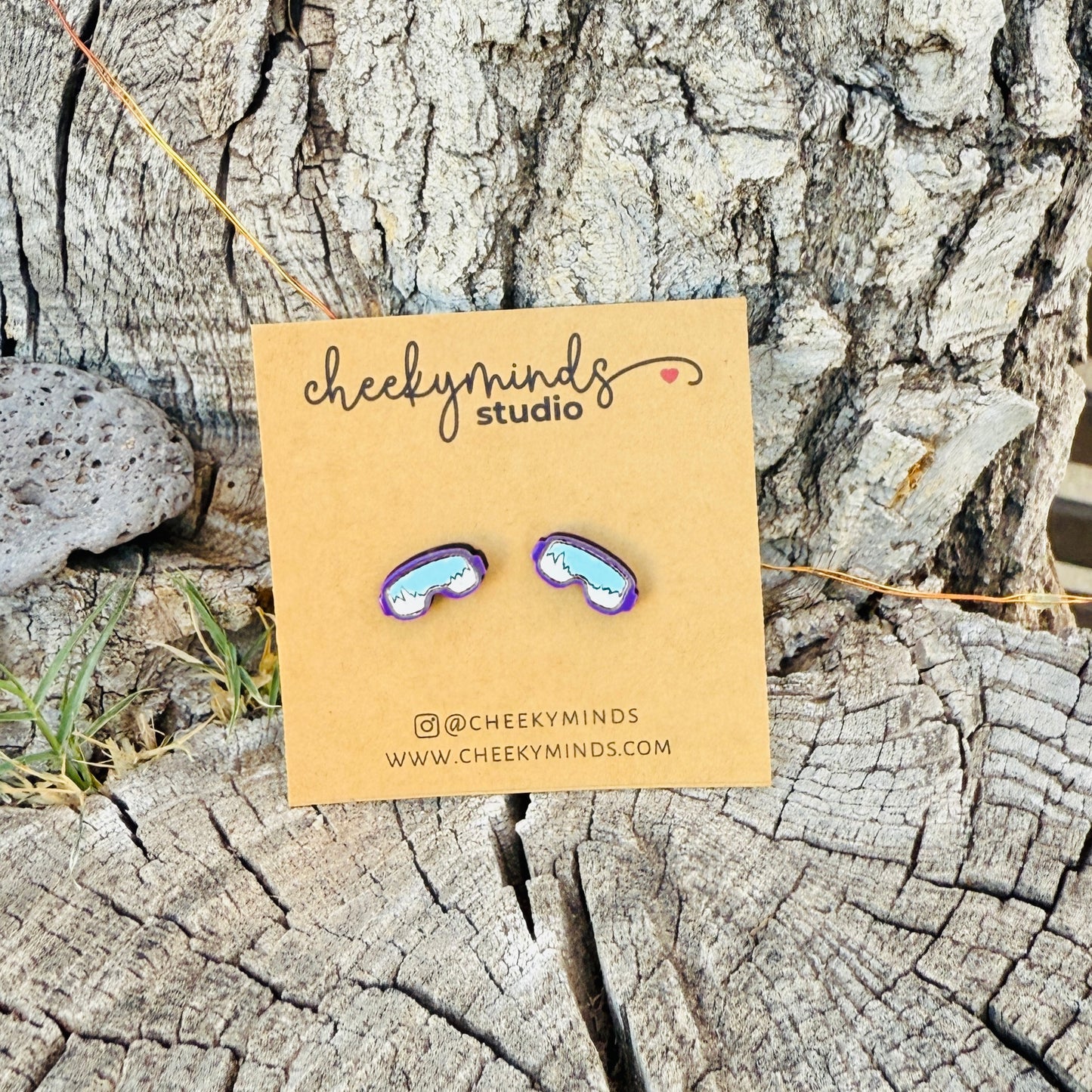 Ski Goggle Earrings - Purple