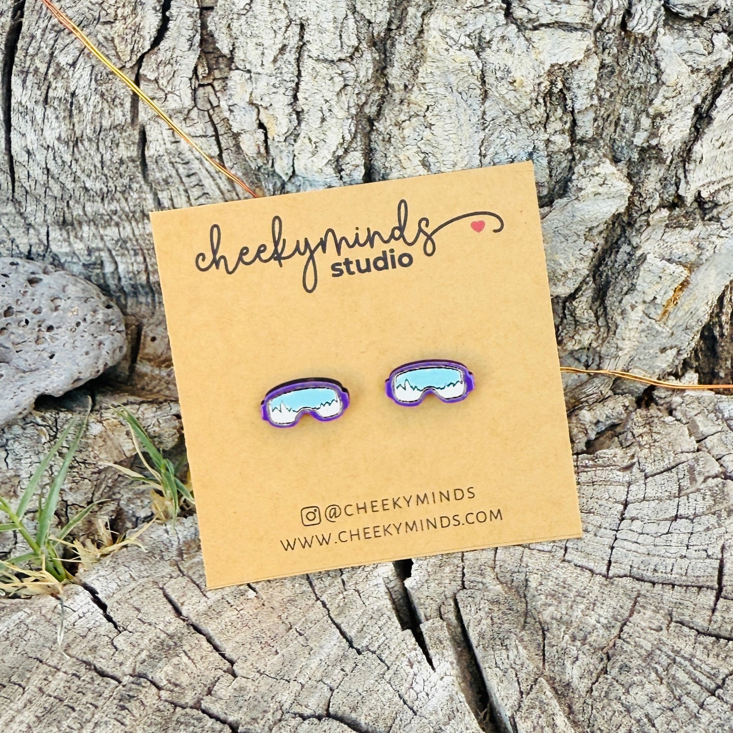 Ski Goggle Earrings - Purple