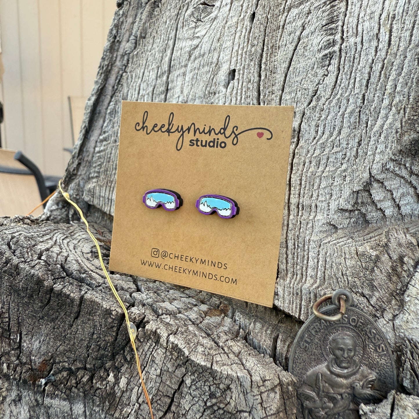 Ski Goggle Earrings - Purple