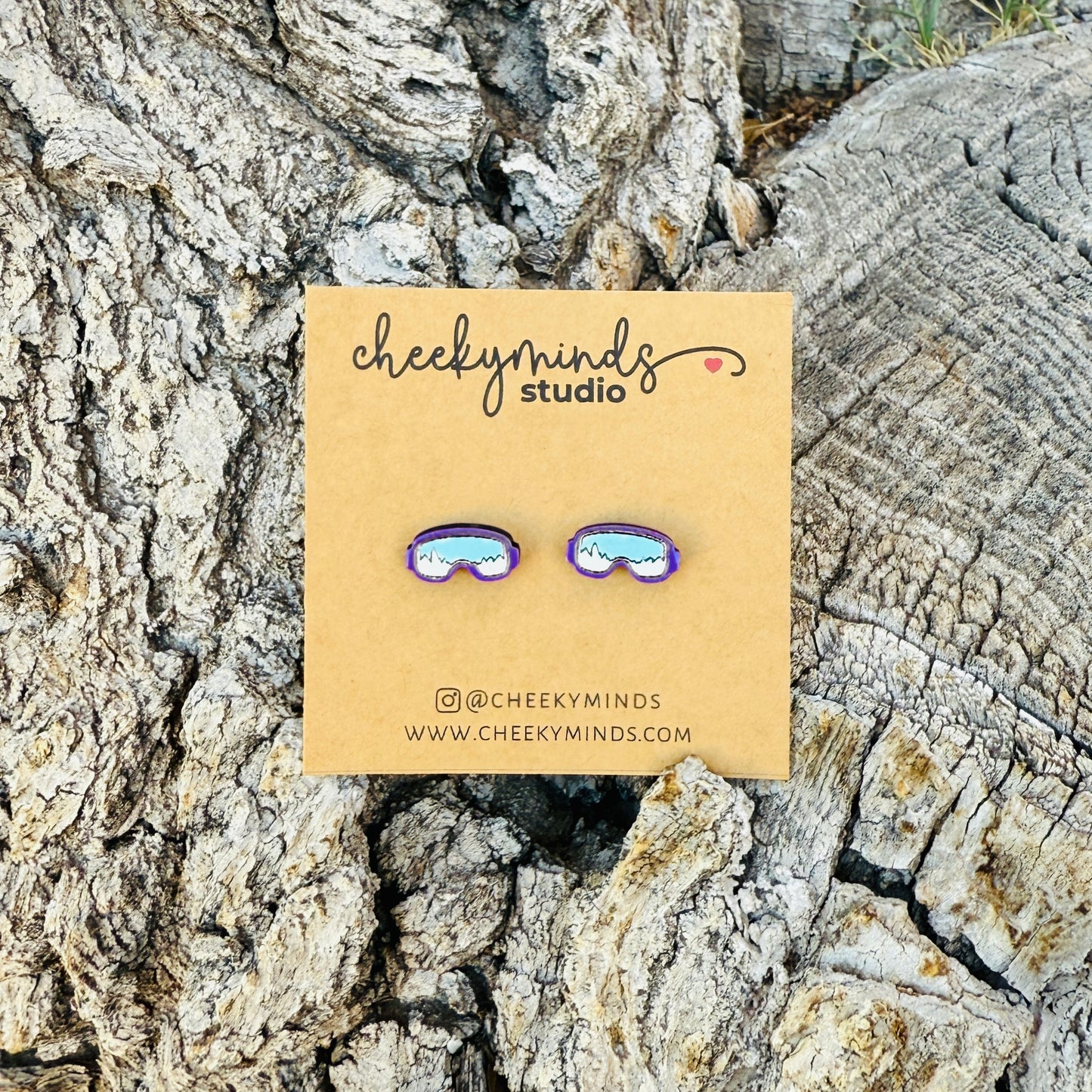 Ski Goggle Earrings - Purple