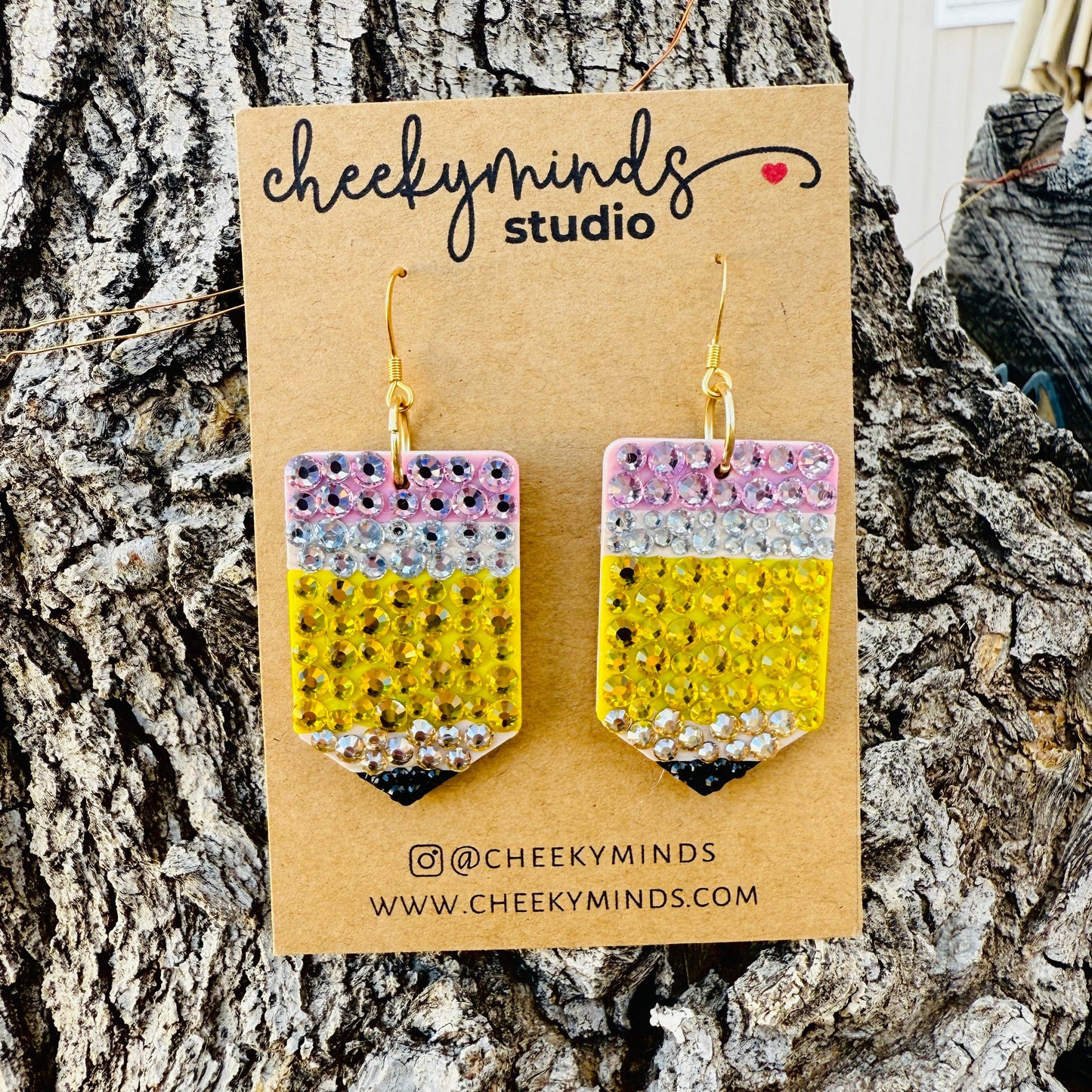 Teacher Pencil Rhinestone Earrings