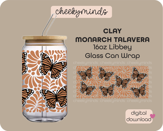 Clay Monarch Talavera 16oz Libbey Glass Can Wrap