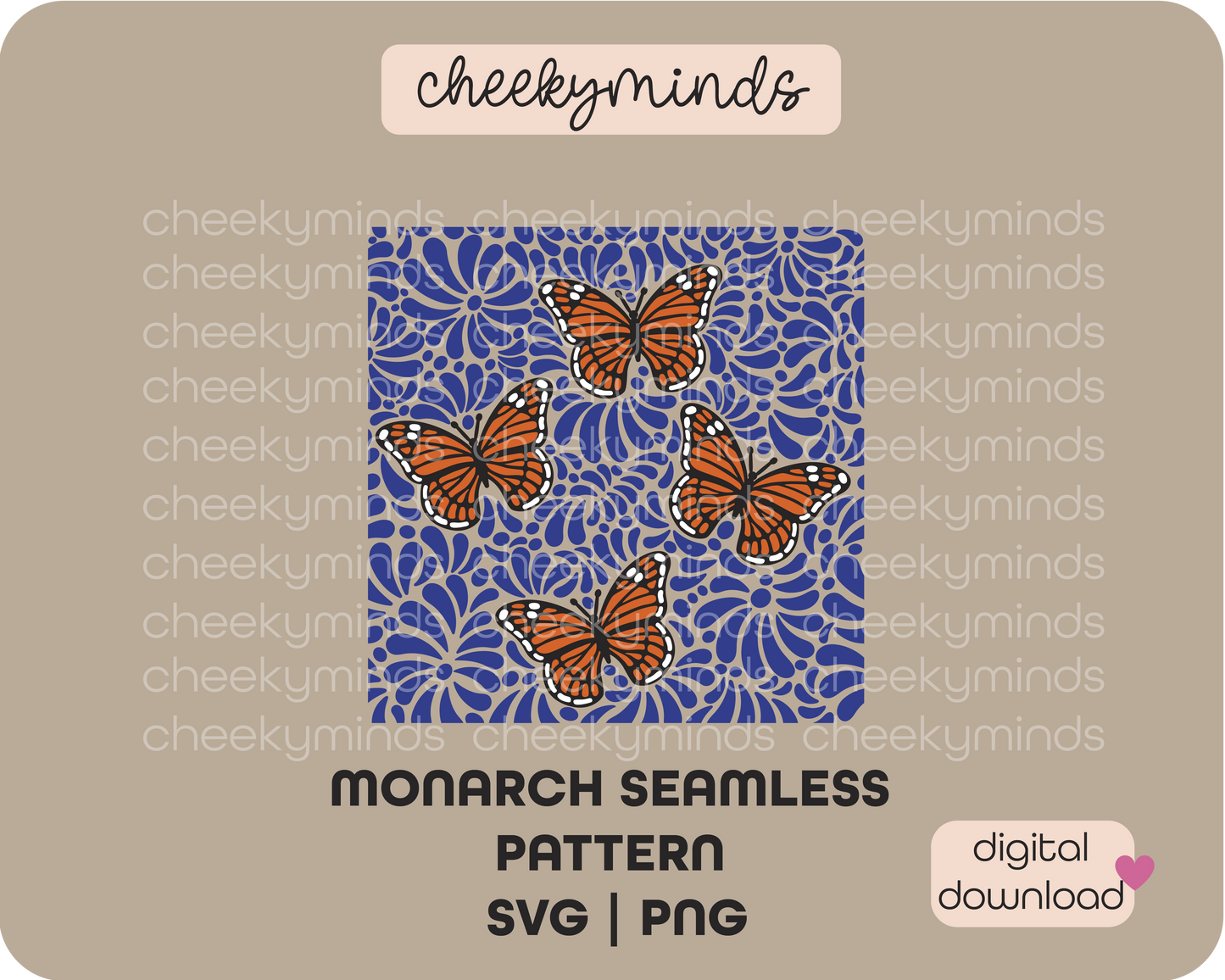 Monarch Talavera Seamless Pattern SVG | PNG