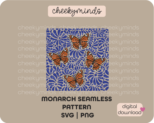 Monarch Talavera Seamless Pattern SVG | PNG