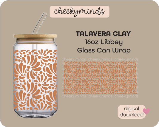 Talavera Clay 16oz Libbey Glass Can Wrap