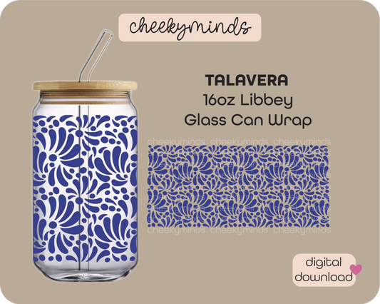 16oz Talavera Libbey Glass Can Wrap