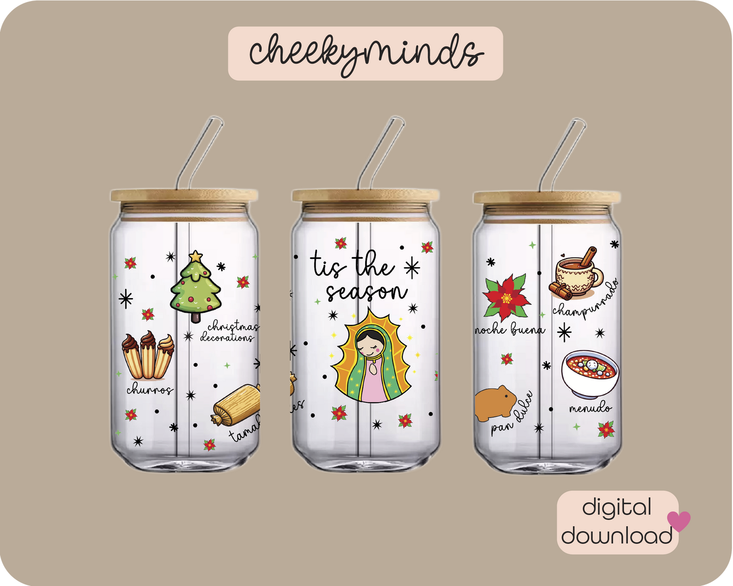 Tis The Season 16oz Libbey Glass Can Wrap