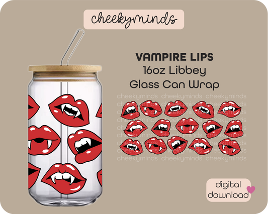Vampire Lips 16oz Libbey Glass Can Wrap