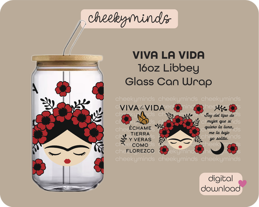 Viva La Vida 16oz Libbey Glass Can Wrap