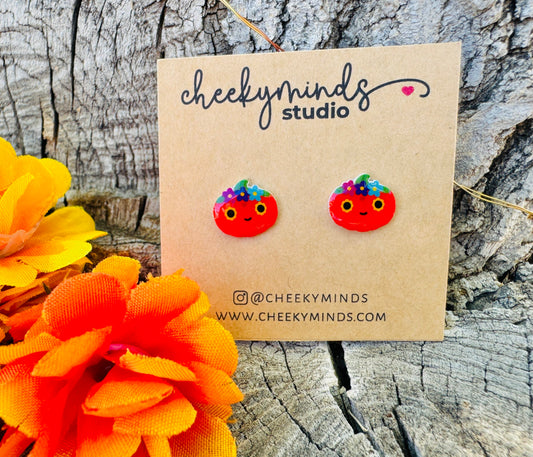 Senorita Pumpkin Dia de Los Muertos Stud Earrings image 0