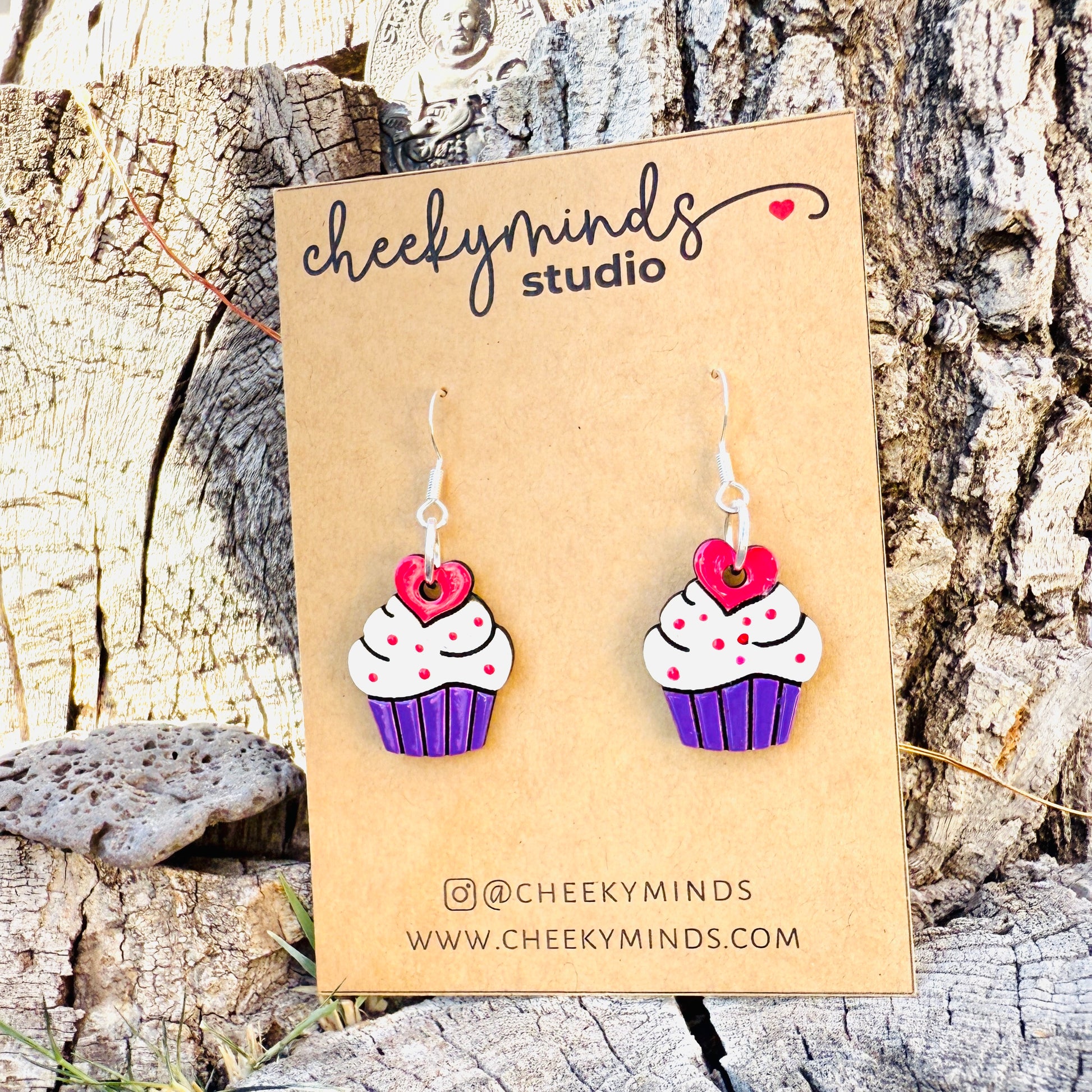 Purple Cup Cake Dangle Earrings image 0