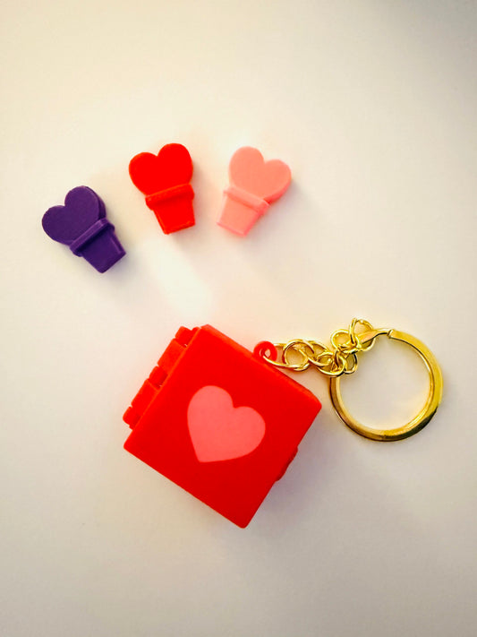 Valentines Reusable Coffee Cup Stopper Keychain Bundle Choice of 2 Stoppers image 0