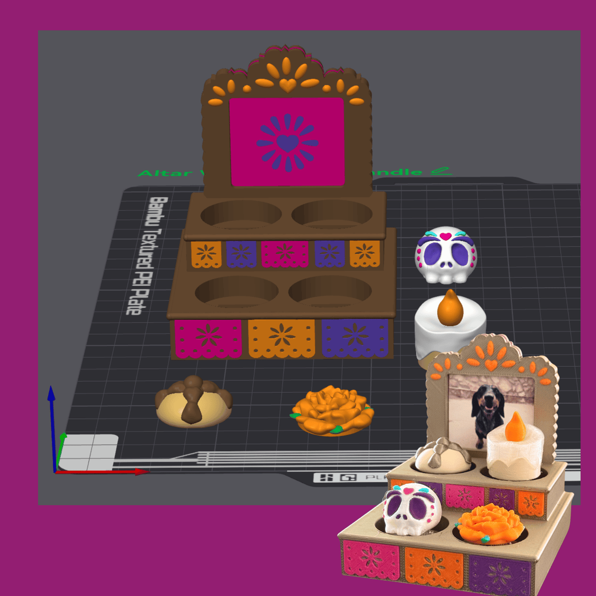 Día de los Muertos Altar 3D Print File – Light-Up Ofrenda Clicker