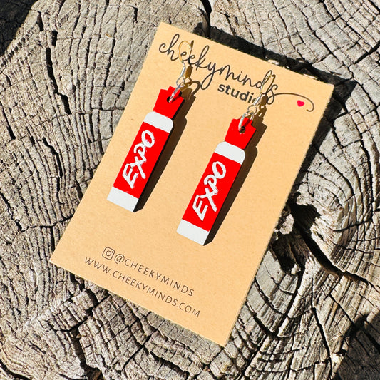 Expo Marker Teacher Earrings - Hand Painted image 0