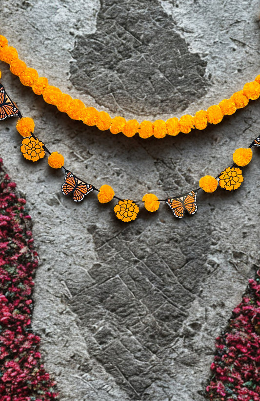 Monarch Butterfly & Marigold Banner Día de los Muertos Garland