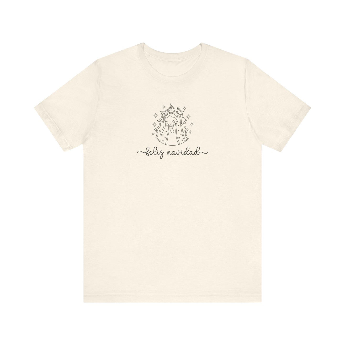 Virgin Mary Christmas Shirt, Religious Christmas Gift, Minimalist Virgen de Guadalupe Shirt, Line Art Minimal Tee, Holiday Religious Shirt - Natural, 3XL image