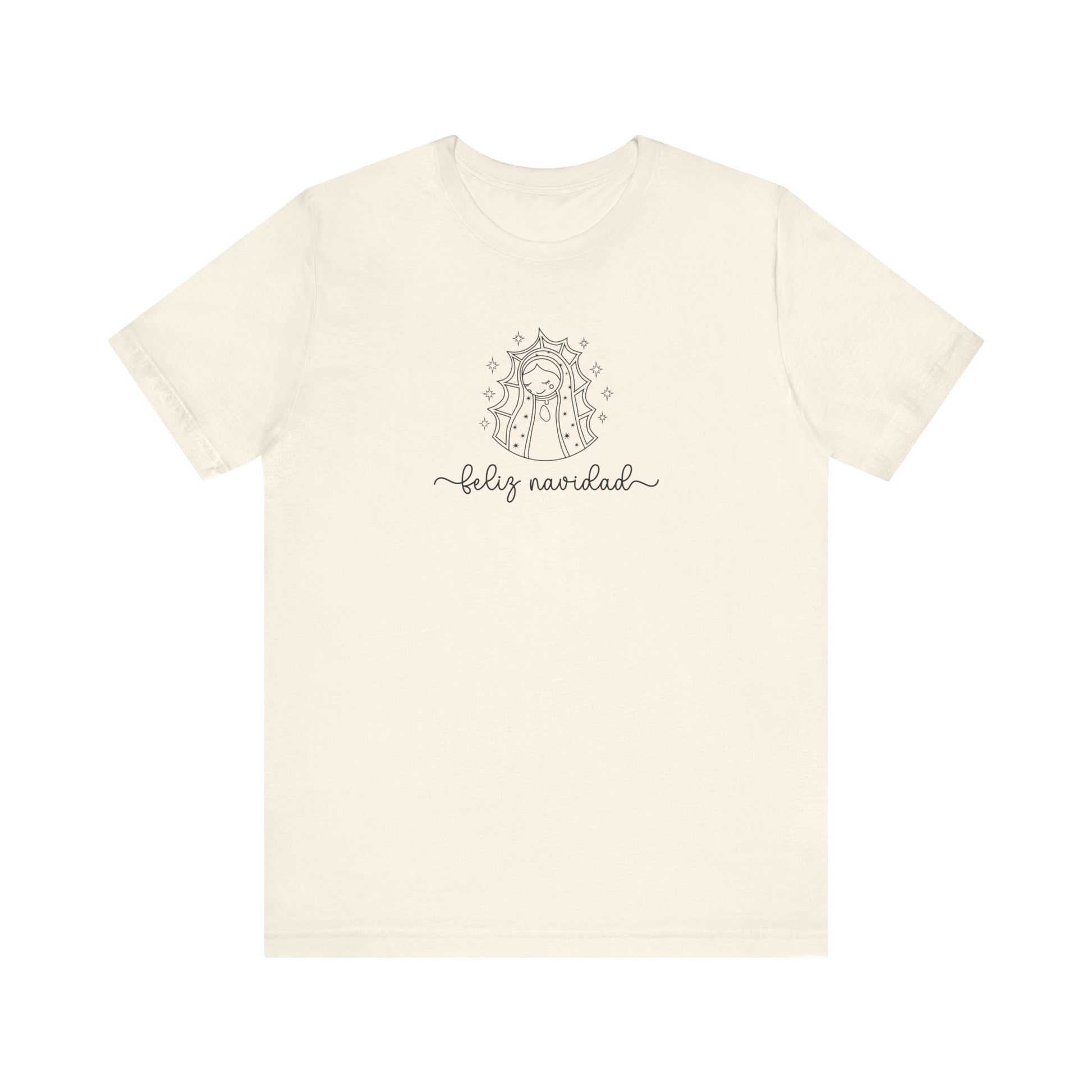 Virgin Mary Christmas Shirt, Religious Christmas Gift, Minimalist Virgen de Guadalupe Shirt, Line Art Minimal Tee, Holiday Religious Shirt - Natural, 3XL image