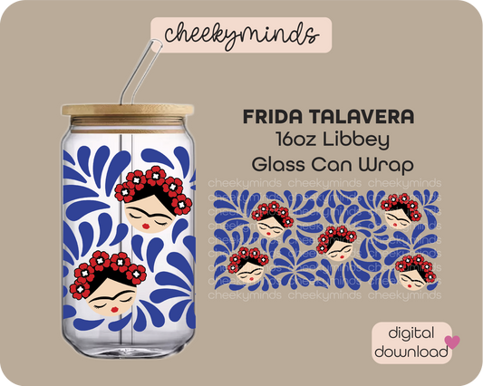 Frida Talavera 16oz Libbey Glass Can Wrap